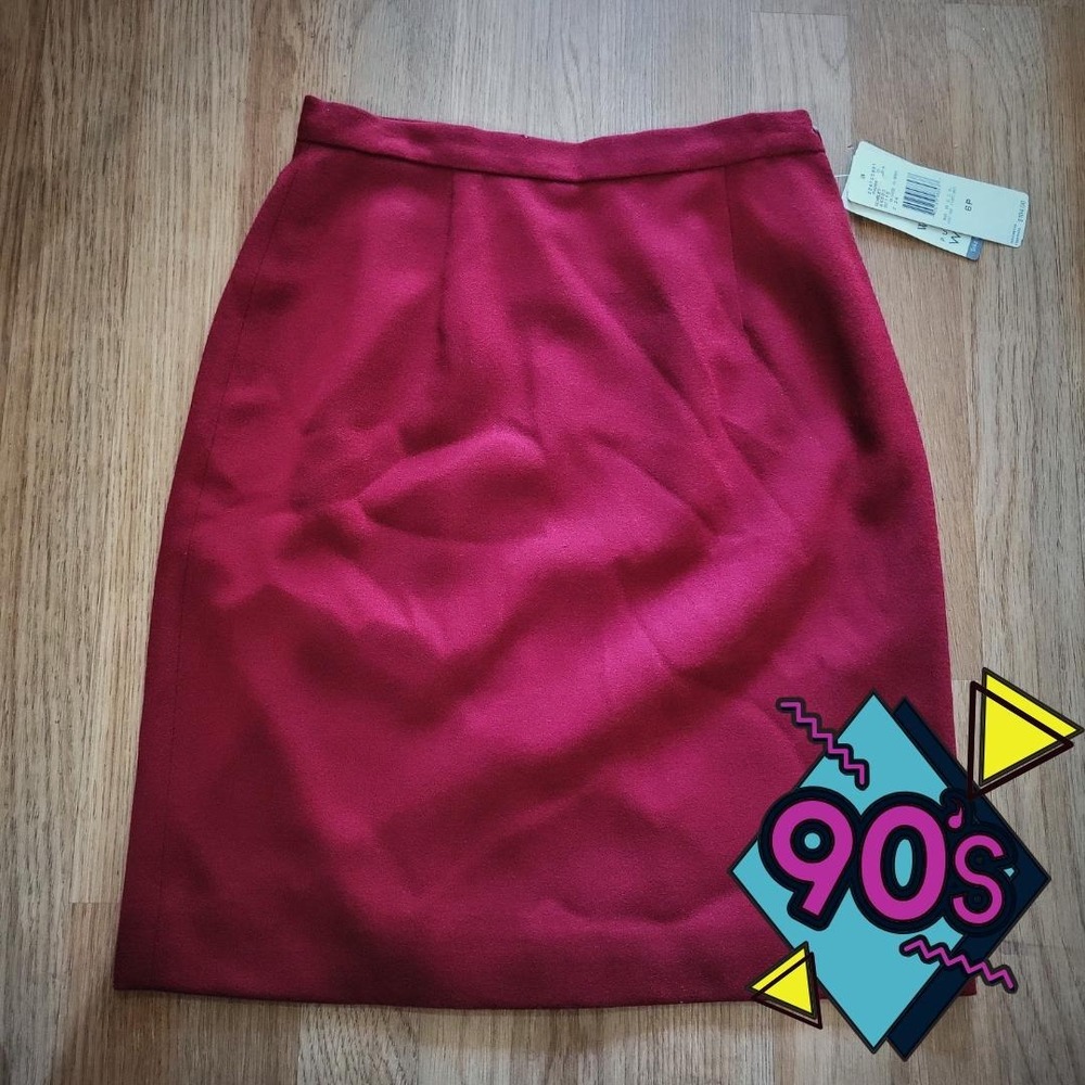Vintage 90s‎ Jones New York Petite Scarlet Wool Pencil Skirt NWT Made in USA 6P